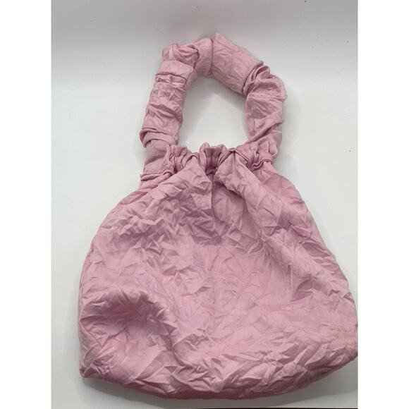 UNBRANDED Women’s Light Pink Ruched Gathered Faux-Suede Handbag SZ OS - Picture 6 of 6
